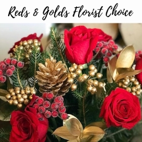 Festive Red & Golds Florist Choice Bouquet